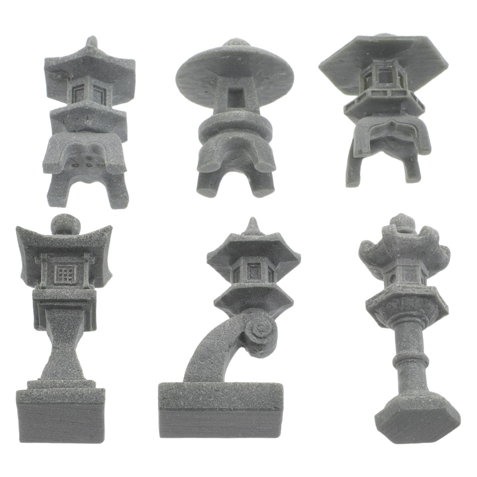 Bonsai Zen Garden Set - 6-delige Japanse stenen lantaarn pagode sculptuurset,