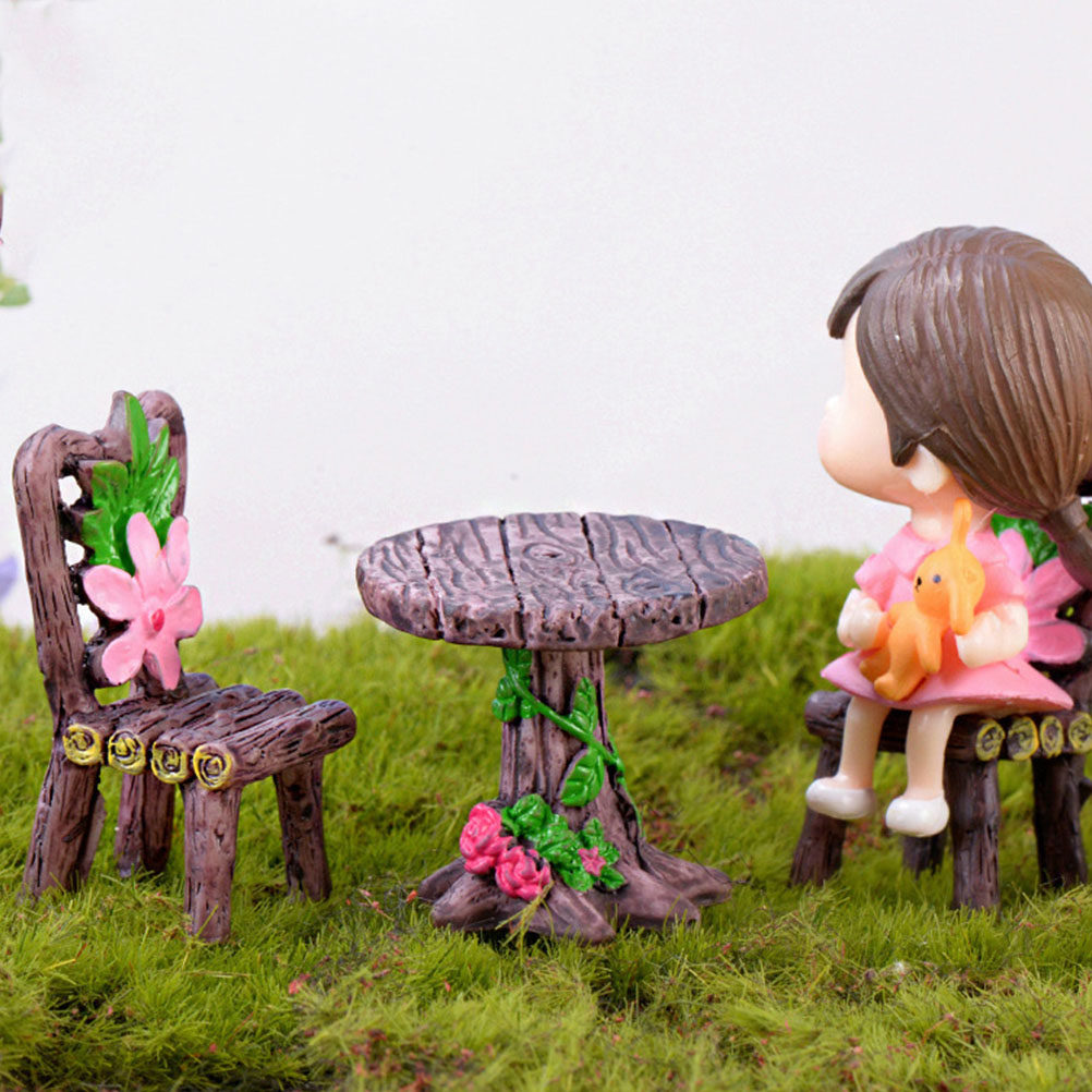 Bonsai Garden For Home - 5 sets hars miniatuur stoel tafel