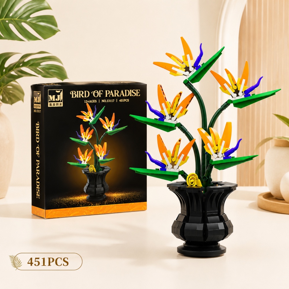 Bonsai Garden Lego - Bonsai bouwstenenset, 451-delige Paradijsvogel gedetailleerd bloemenboeket,