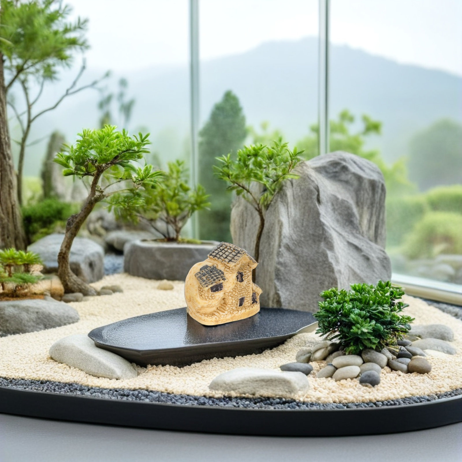 4 stuks miniatuur hars huisjes - Bonsai Garden House recensie en prijs